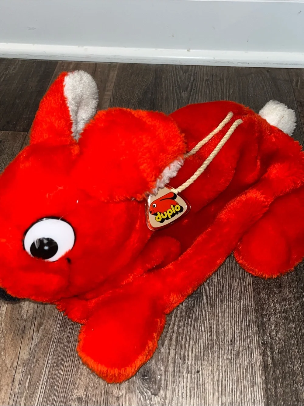 Duplo LEGO Vintage Red Bunny Plush Zipper Carry Case 1984